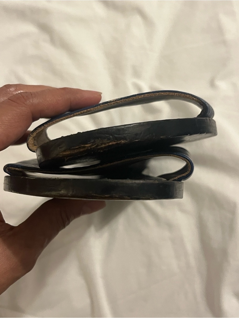 Everlane Deep Navy Wide-Strap Leather Slide Sandals - Picture 11 of 12